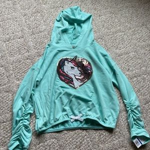 Chance or Fate cropped sequin unicorn top